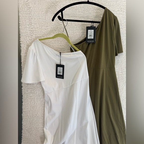 Who What Wear One Shoulder Dresses in White and Olive pair cotton blend - Picture 2 of 10